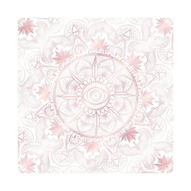 Rose Gold Eye Mandala White Design by NdesignTrend