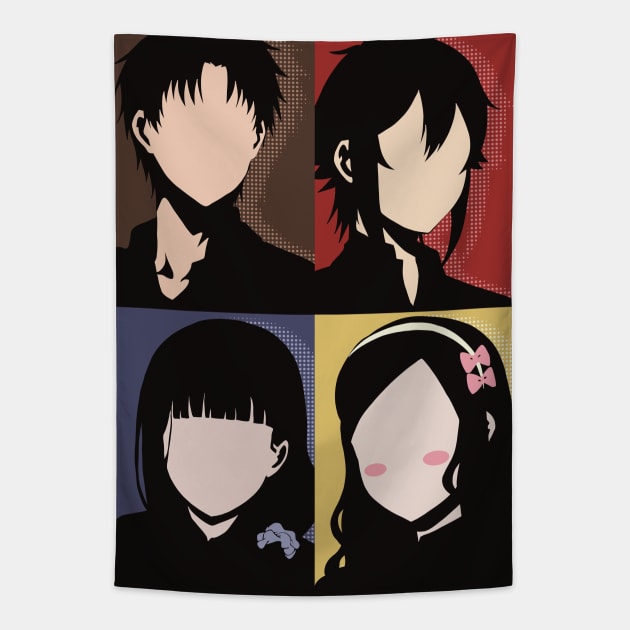 Tomo-chan Is a Girl or Tomo-chan wa Onnanoko Anime Charactcers in Minimalist Vintage Merch Design Tapestry by Animangapoi