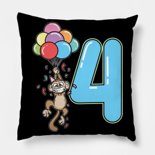 Fourth 4th Balloon Monkey Children's Birthday Pillow