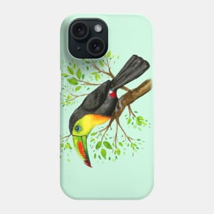 A watercolor drawing of a keel-billed toucan Phone Case