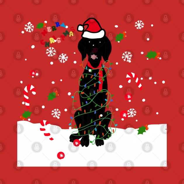 Black Christmas lab doggy with Christmas pattern by Mermaidssparkle