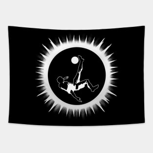 Solar Eclipse 2024 Soccer Player Overhead Kick Tapestry