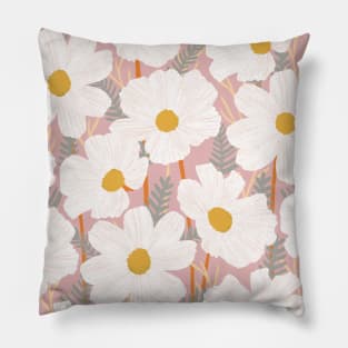 Pink and white daisies Pillow