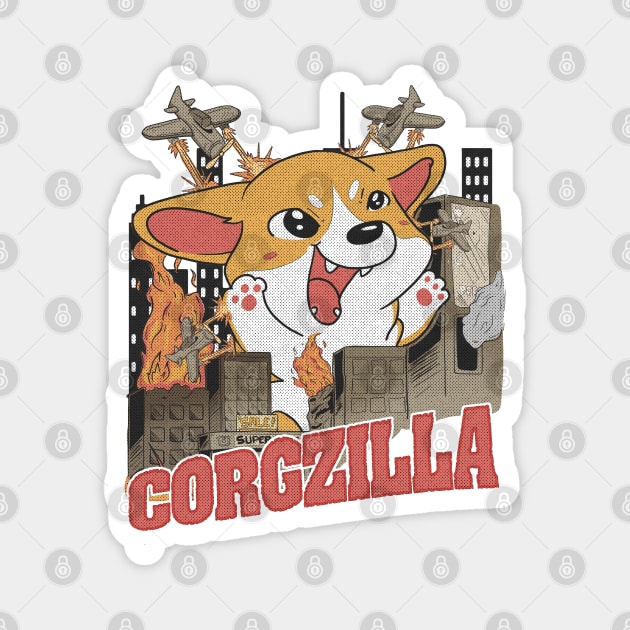 Corgzilla Magnet by FanaticTee