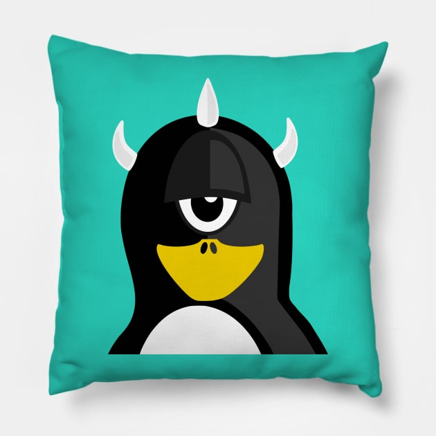 Penguin in Cyclops Costume Pillow by PatrioTEEism