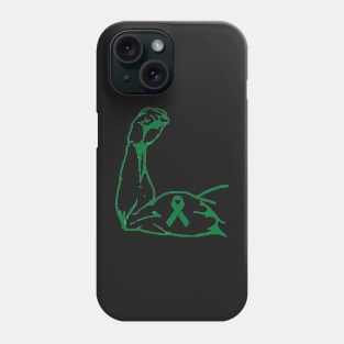 Flexed arm with Dark Green Awareness Ribbon Phone Case