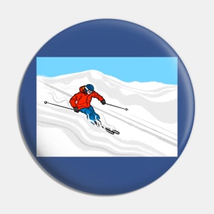 Skier Illustration Pin