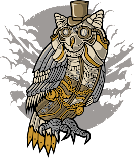 Retro Futurism Steampunk Electic World Owl 2 Magnet