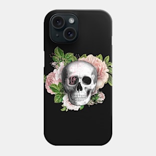 Skull and Pink Roses skull art design 3 Phone Case