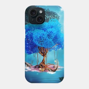 The blue tree on a little island Phone Case