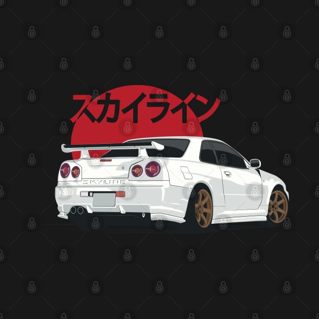 White Skyline GT r R 34 by Dailygrind