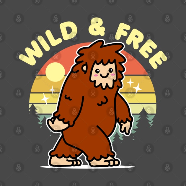 Sasquatch Wild and Free Kawaii Bigfoot by DetourShirts