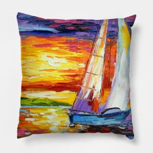 Sailboat in the sea Pillow