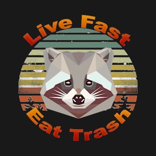 Live Fast Eat Trash Funny Raccoon Camping T-Shirt T-Shirt