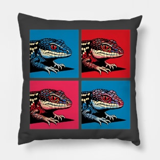 Red-Eyed Crocodile Skink Pop Art - Cool Lizard Pillow