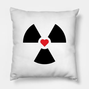 Radioactive Sign Radiation Symbol Nuclear Hazard Heart Pillow