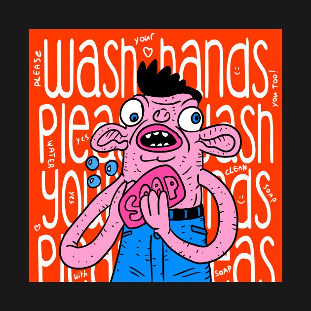 wash and clean your hands. a funny cartoon to prevent viruses and diseases. by JJadx