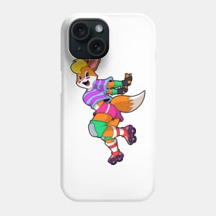 Fox as Inline Skater with Inline Skates Phone Case