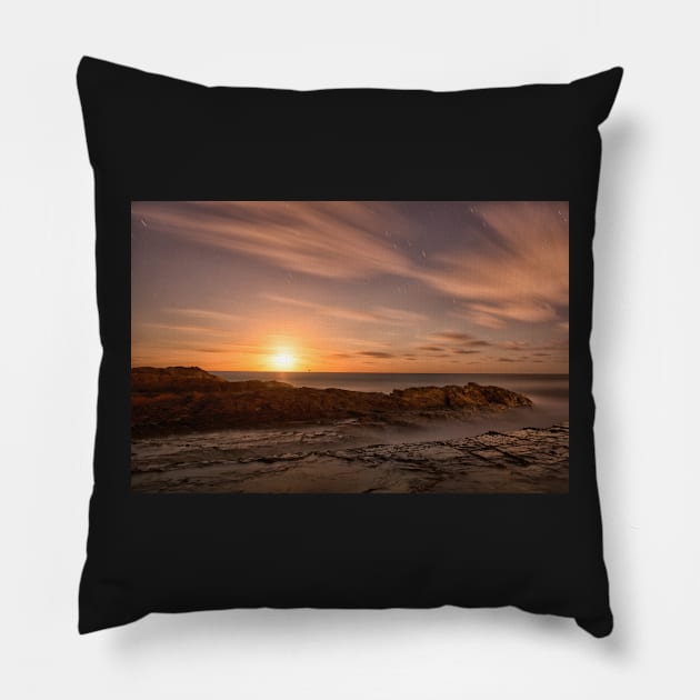 Moonrise on the Rocks Pillow by krepsher