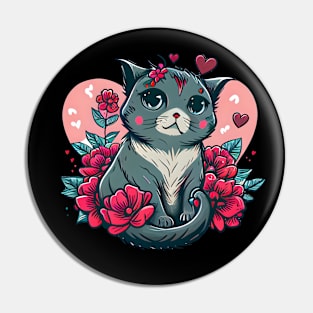 Cute Valentines Cat Pin