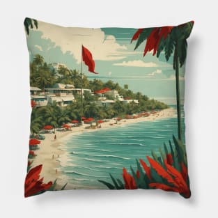 Isla Mujeres Quintana Roo Mexico Tourism Travel Vintage Pillow