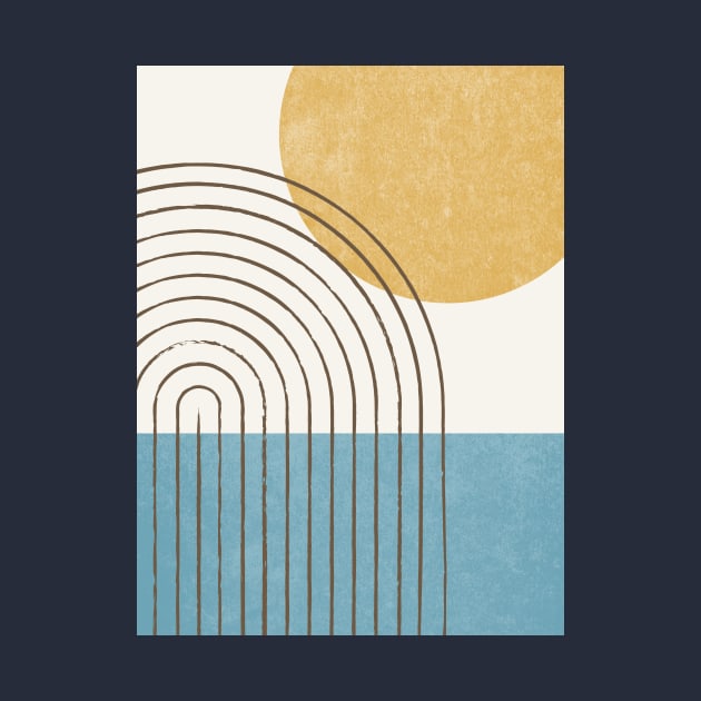 Sunny Ocean - Mid Century Modern Abstract Landscape by moonlightprint