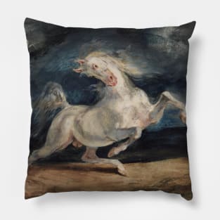 Horse Frightened by Lightning by Eugene Delacroix Pillow