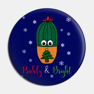 Prickly And Bright - Cactus In Christmas Tree Pot Pin