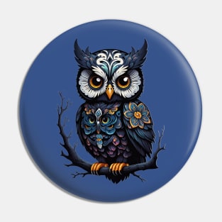 Owl Dia De Los Muertos Pin