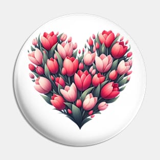 Heart Shaped Flowers Pin