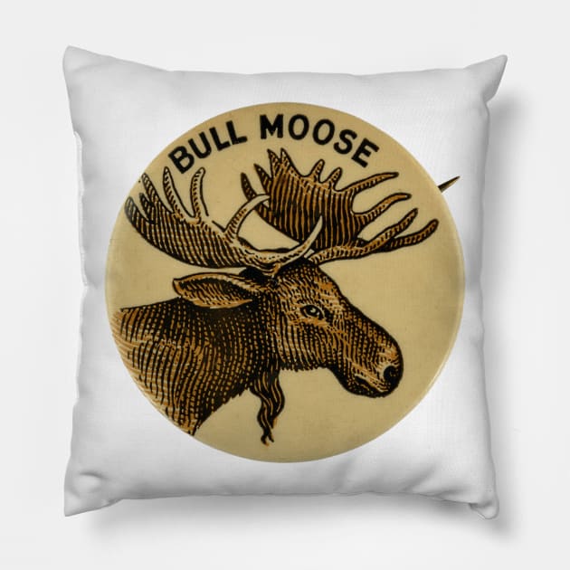 Bull Moose Party - Vintage Political Party Pin Design Pillow by Naves