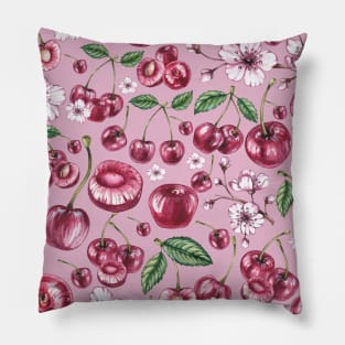 Vintage Cherry Pattern Retro Collection Pillow