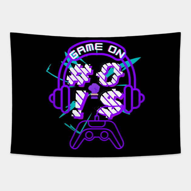 Glitch punk gamer Tapestry by CodeArt