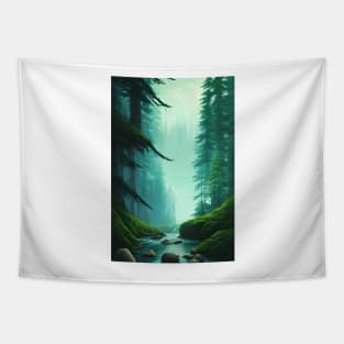 Heart Warming Forest River Landscape Tapestry