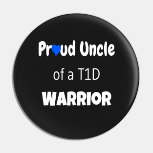 Proud Uncle White Font Blue Heart Pin