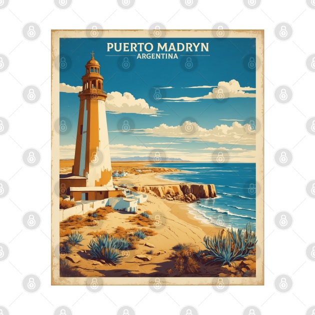 Peninsula Valdes and Puerto Madryn Argentina Vintage Tourism Poster by TravelersGems