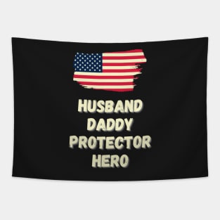 Mens Husband Daddy Protector Hero - Fathers Day Flag Gift Tapestry