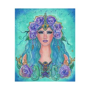Mermaid sea goddess art by Renee Lavoie T-Shirt