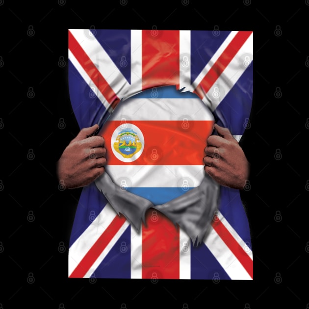 Costa Rica Flag Great Britain Flag Ripped - Gift for Costa Rican From Costa Rica by Country Flags