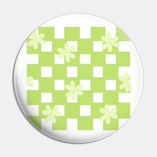 Checker Board with flowers- lime green Pin