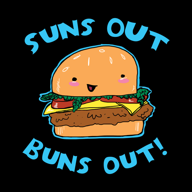Suns Out Buns Out Cute Cheeseburger Food Pun Graphic by CatsandBats