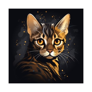 Bengal Cat Portrait on a Dark Background T-Shirt