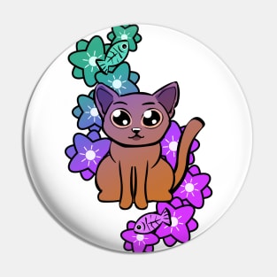 Caturday with flowers Pin