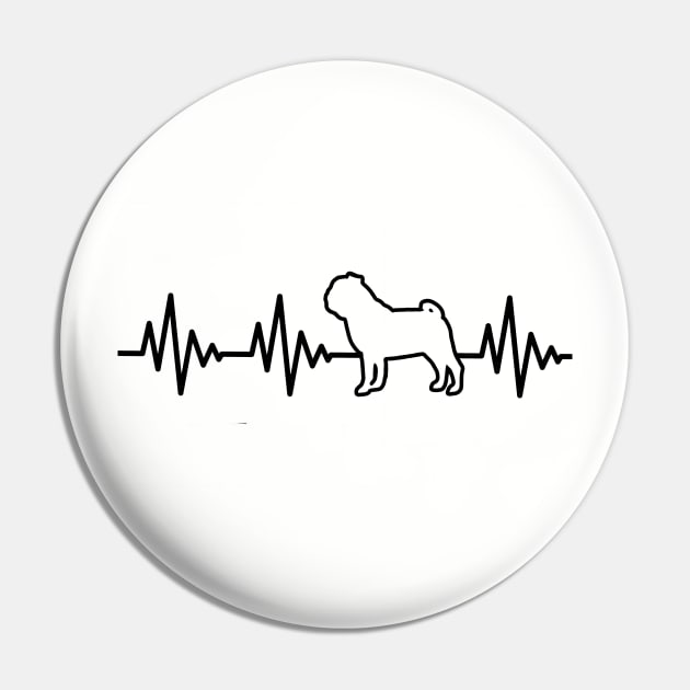 Heartbeat Pug Pin by AndrewKennethArt