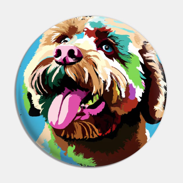 Lagotto Romagnolo Pop Art - Dog Lover Gifts Pin by PawPopArt