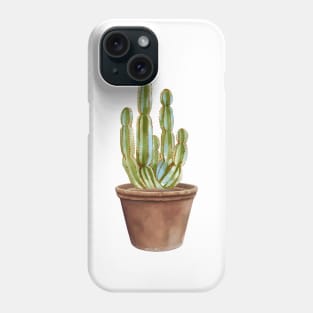 Hand painted Watercolor Cactus in Terracotta pot Phone Case