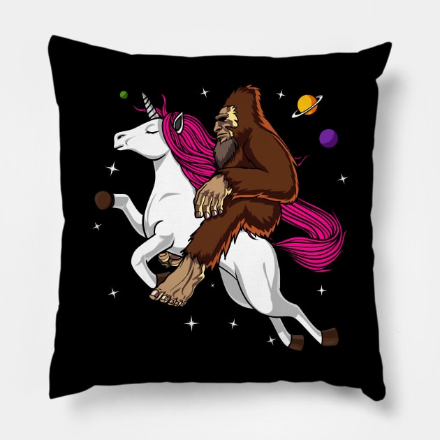 Bigfoot Riding Unicorn Pillow by underheaven