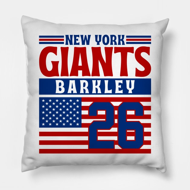 New York Giants Barkley 26 American Flag Football Pillow by Astronaut.co