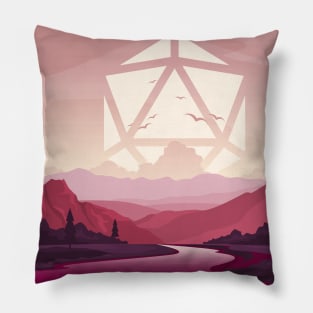 Peaceful Sunset Polyhedral Dice Sun Fantasy RPG Landscape Pillow