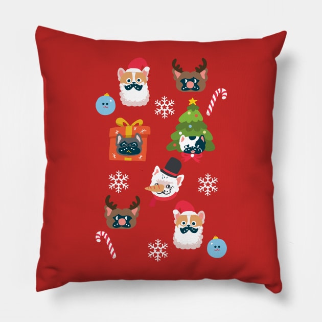 Xmas and Feench Bulldog Pillow by huebucket